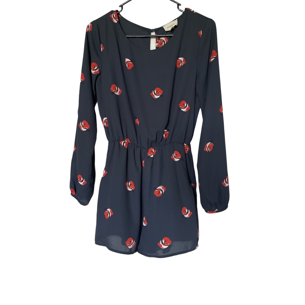 Evenly Foxy Romper In Navy Blue‎ With Pockets Size Small EUC